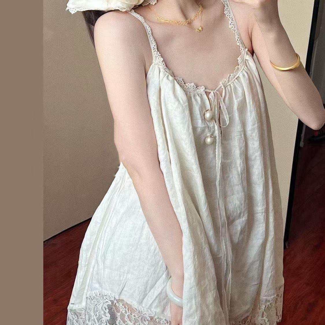 Women's High-End Lace Trimmed Camisole Nightgown