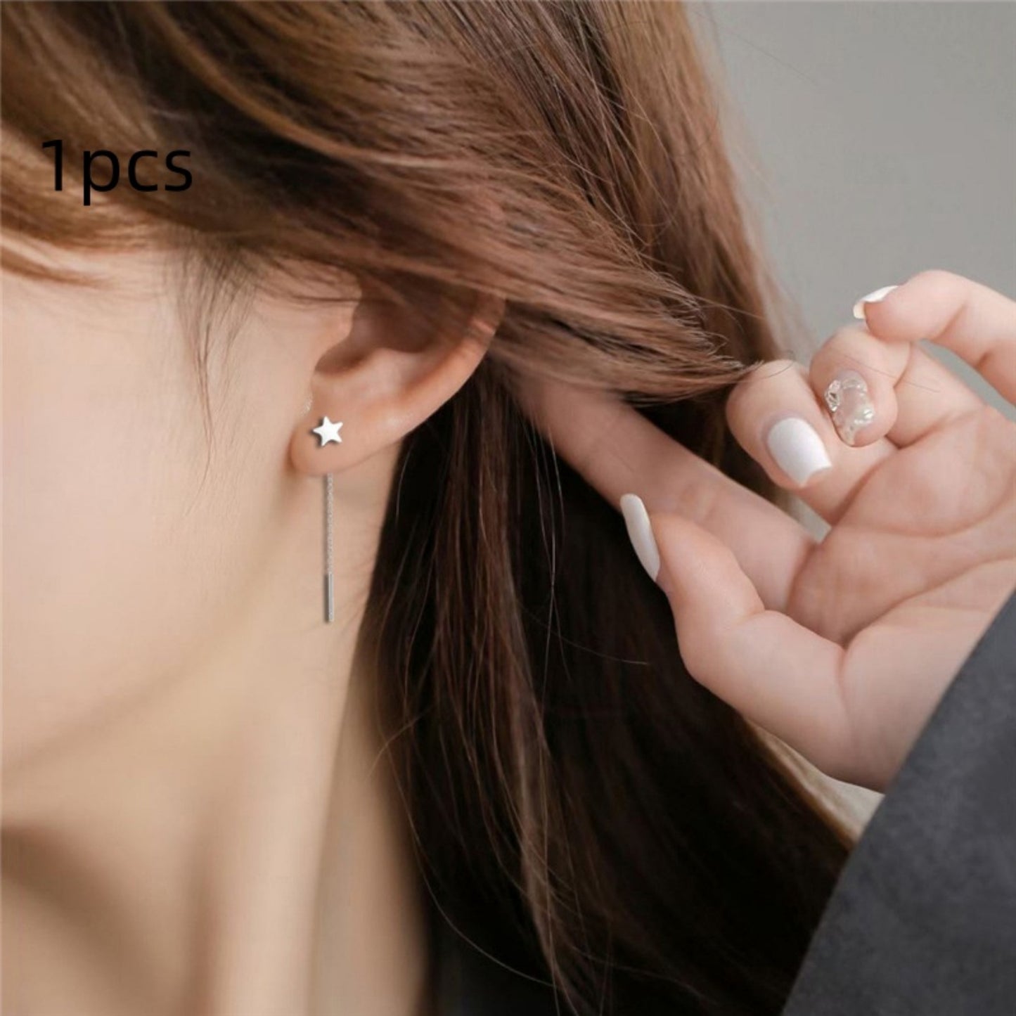Sterling Silver Needle Pearl Ear String Female Earrings Long Temperament