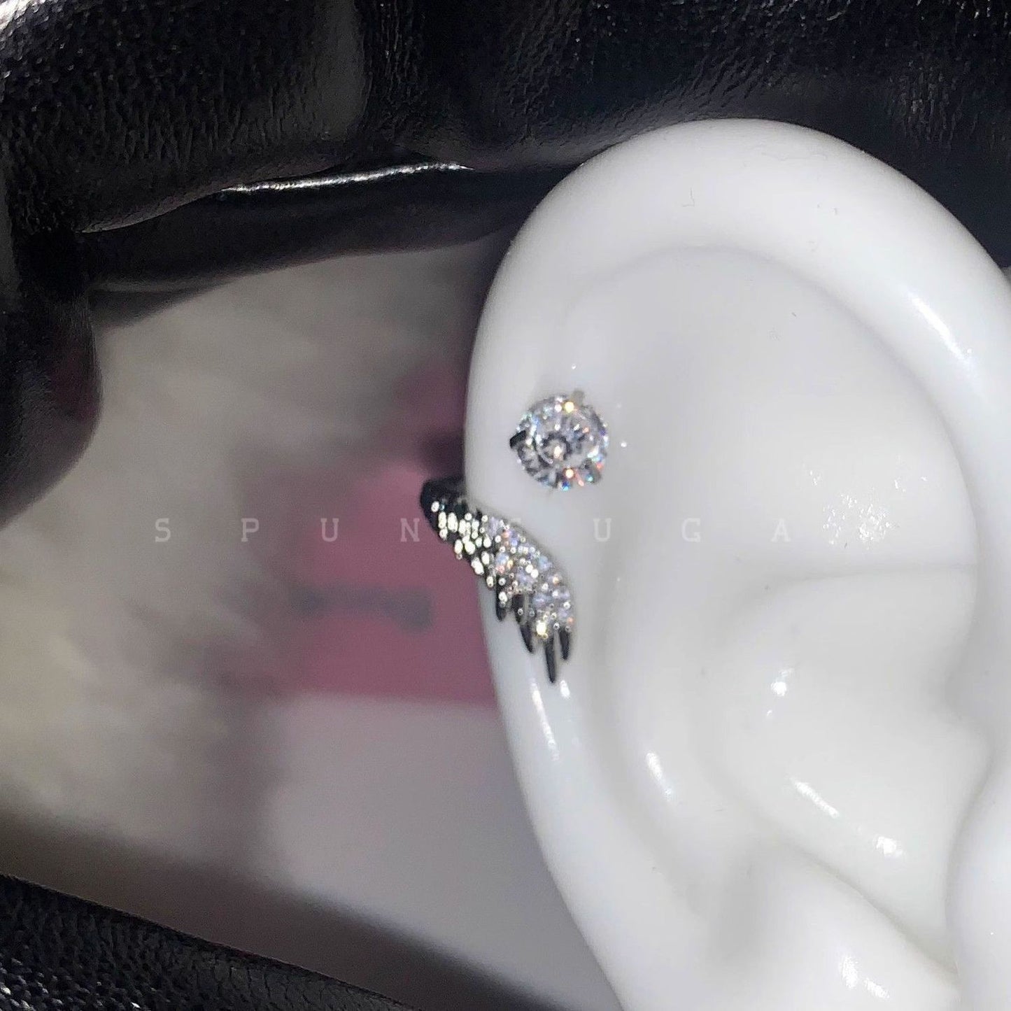 Exquisite Angel Wing Ear Cuff In Titanium Steel