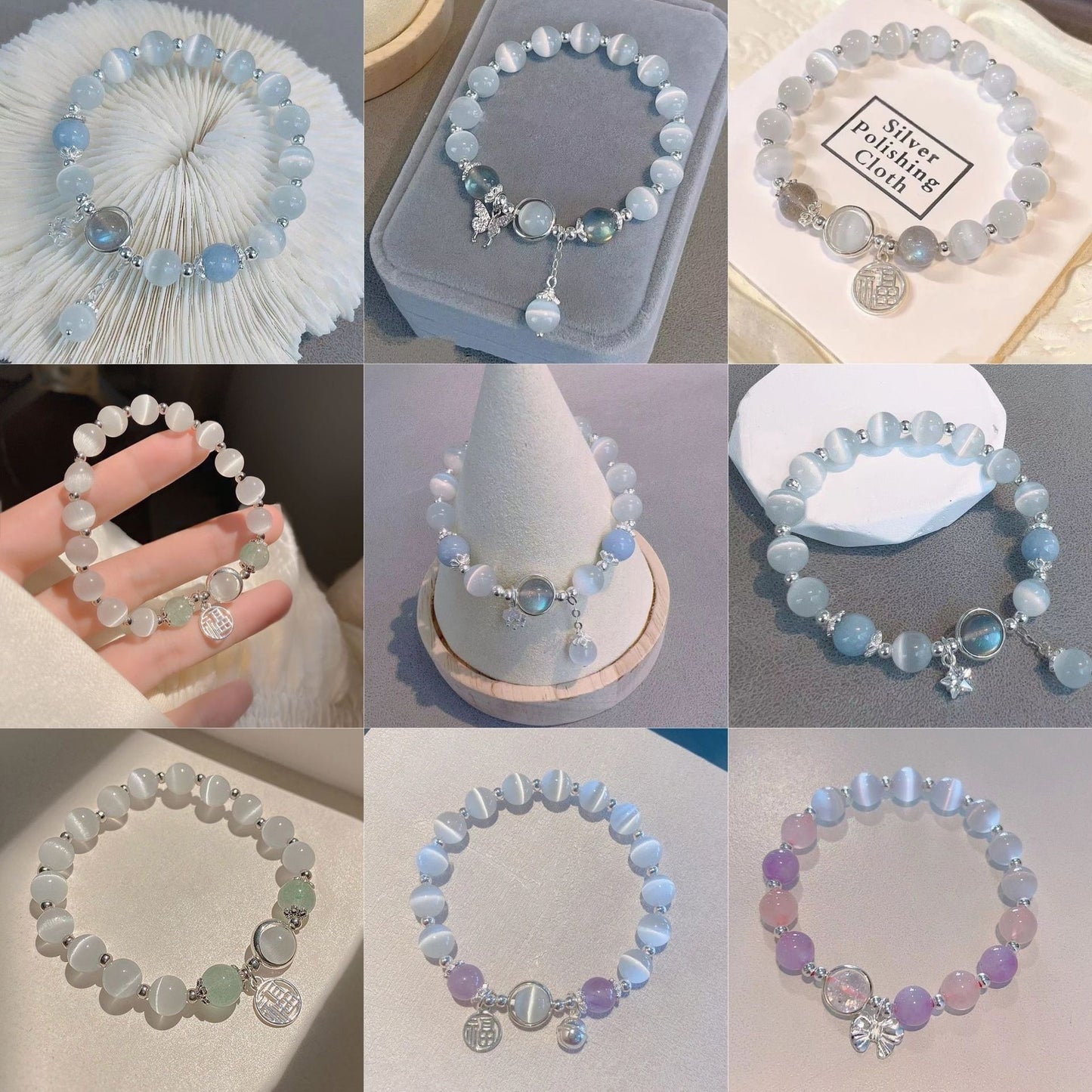 Glass Butterfly Bracelet For Women In Special-interest Design Gray Moonlight Bracelet All-match