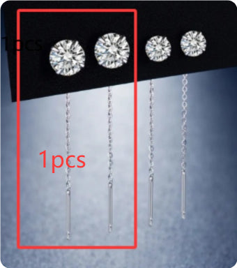 Sterling Silver Needle Pearl Ear String Female Earrings Long Temperament