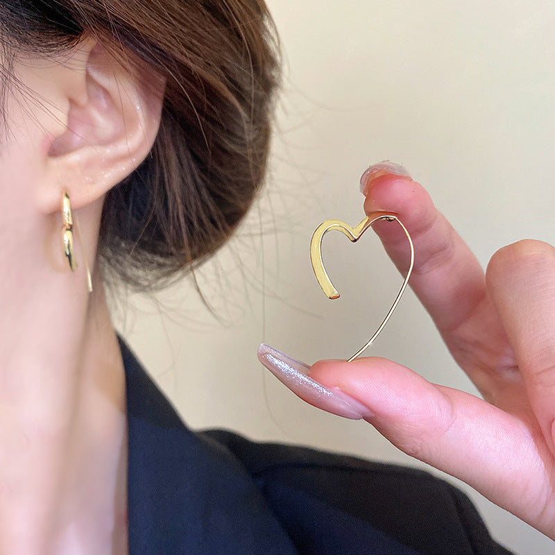 Silver Needle Retro Geometric Metal Earrings Female Niche Temperament