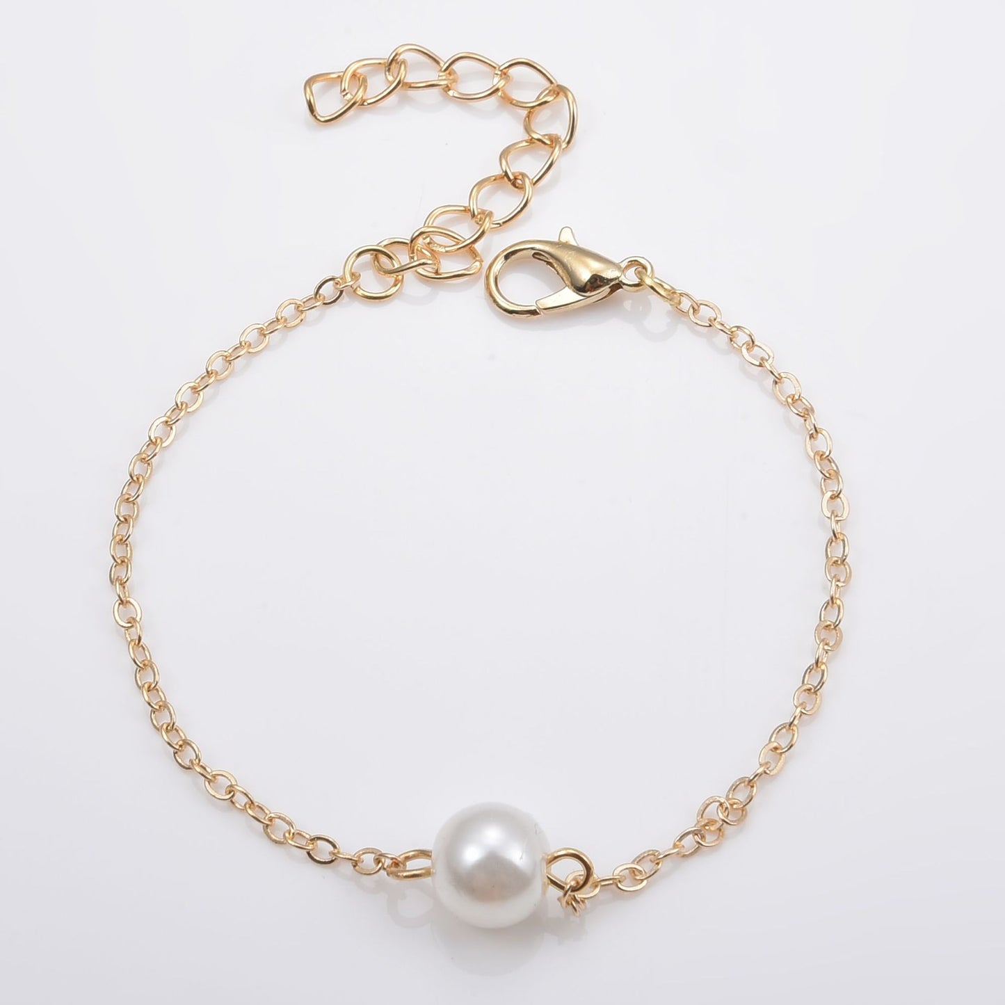 Simple Fashion Single Faux Pearl Chain Bracelet