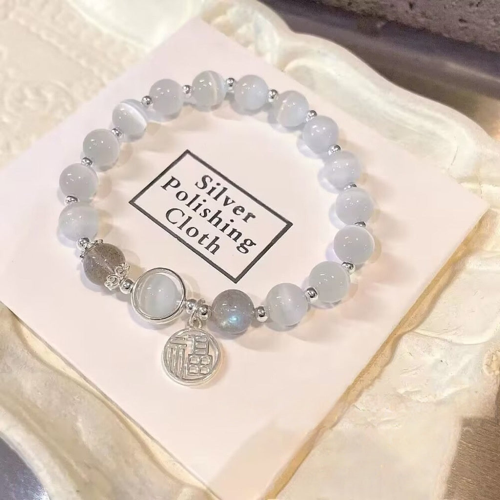 Glass Butterfly Bracelet For Women In Special-interest Design Gray Moonlight Bracelet All-match