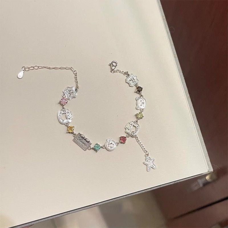 Colorful Zircon Gingerbread Little Bear High Beauty Bracelet