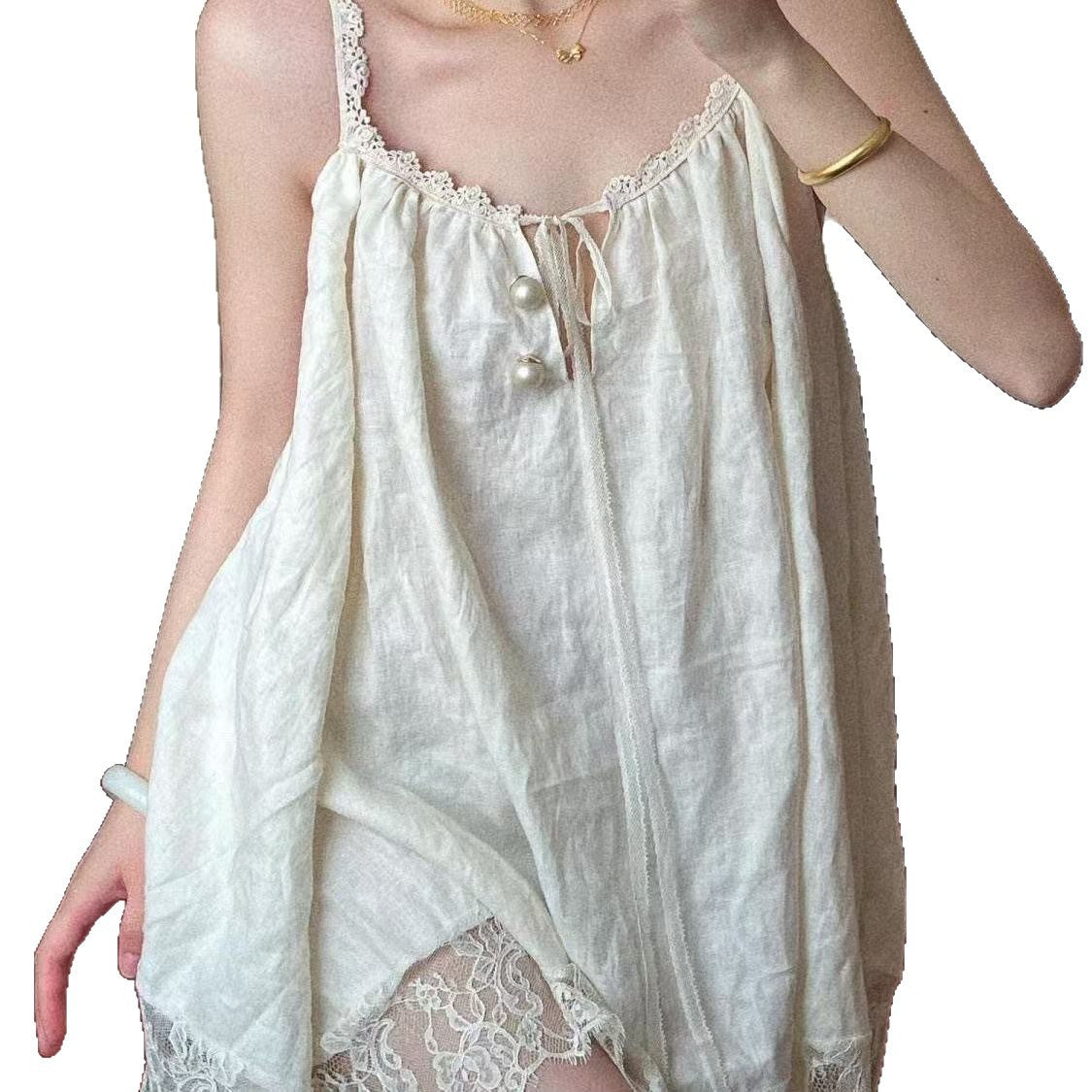 Women's High-End Lace Trimmed Camisole Nightgown