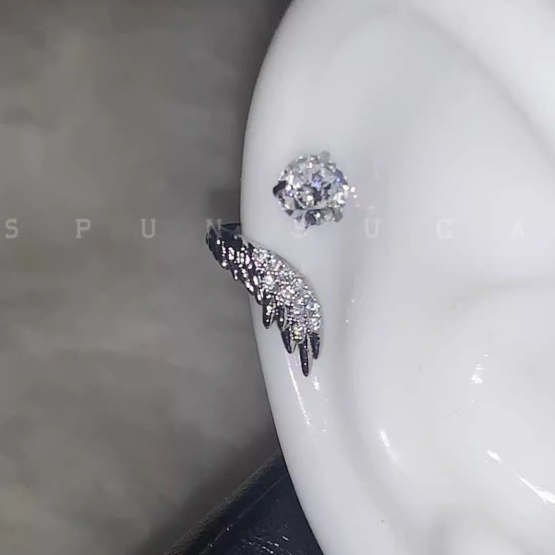 Exquisite Angel Wing Ear Cuff In Titanium Steel