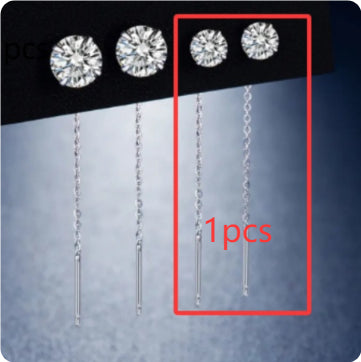 Sterling Silver Needle Pearl Ear String Female Earrings Long Temperament