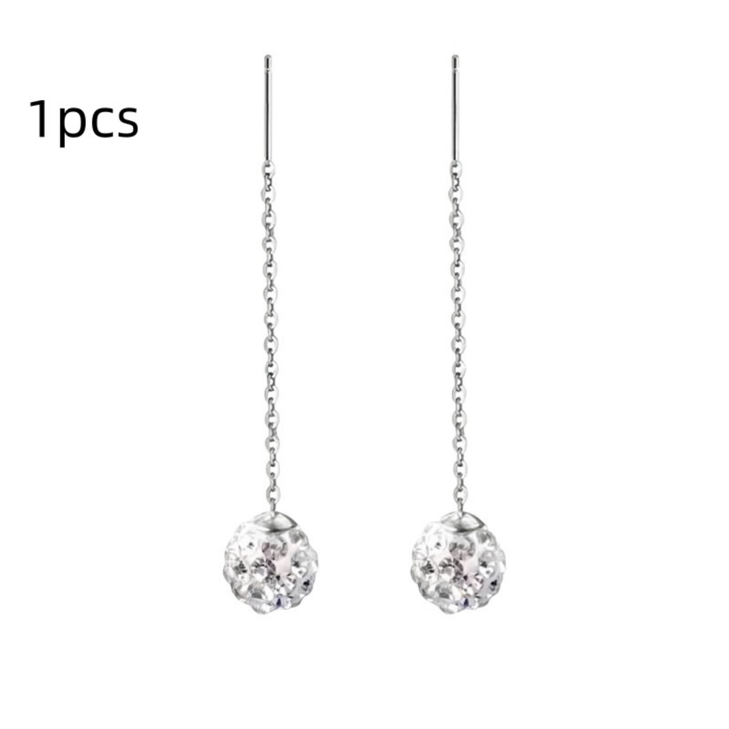 Sterling Silver Needle Pearl Ear String Female Earrings Long Temperament