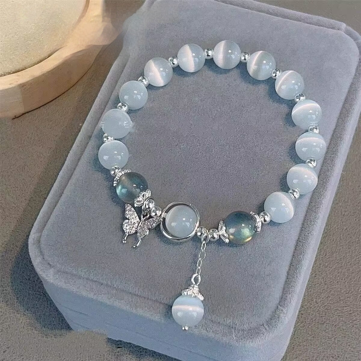Glass Butterfly Bracelet For Women In Special-interest Design Gray Moonlight Bracelet All-match