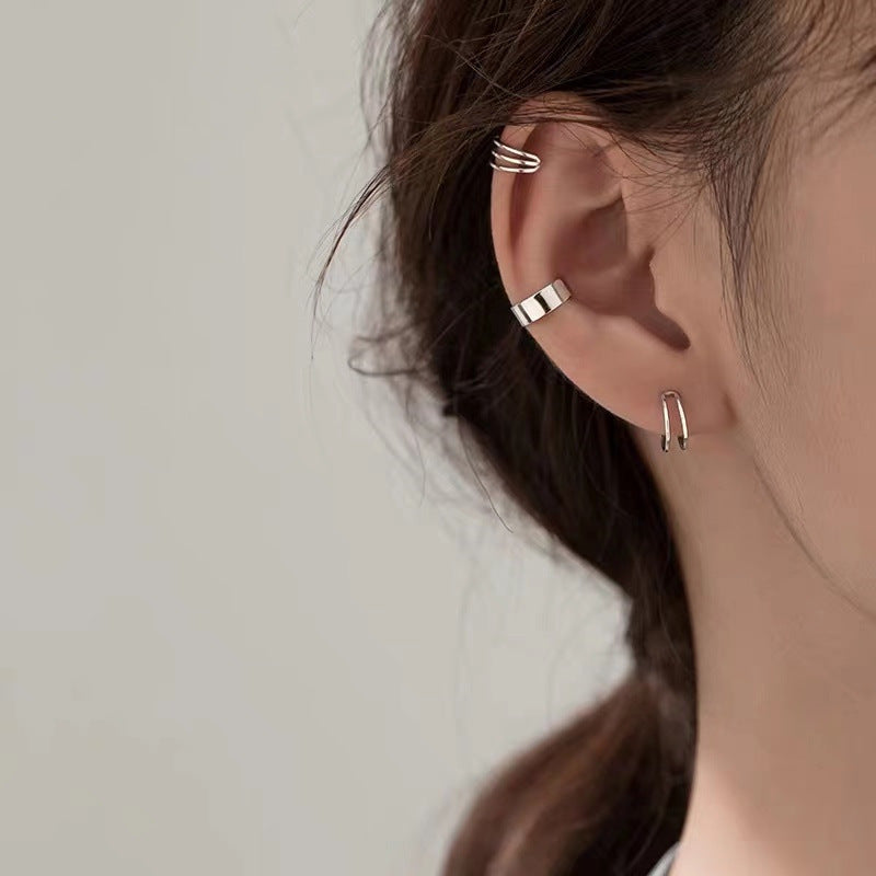 Sleek Minimalist Geometric Hollow Metal Earrings