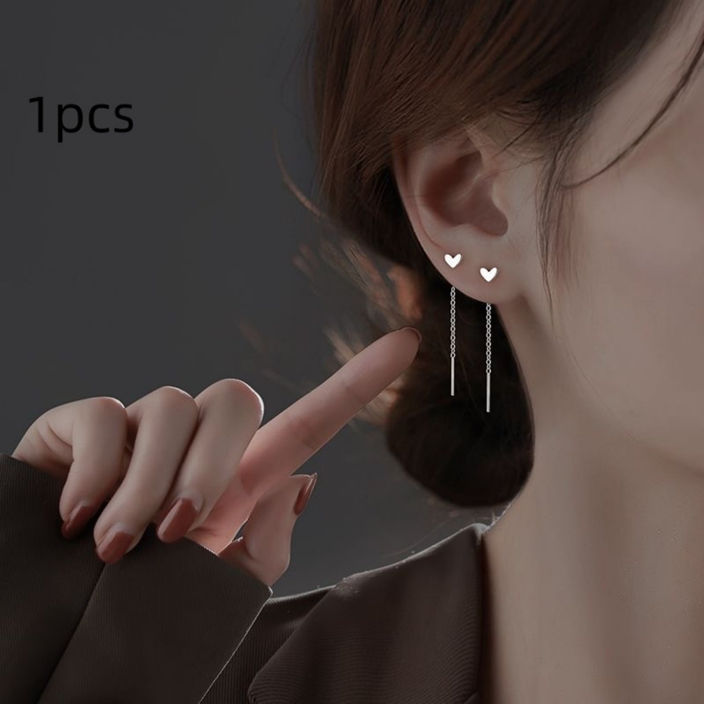 Sterling Silver Needle Pearl Ear String Female Earrings Long Temperament