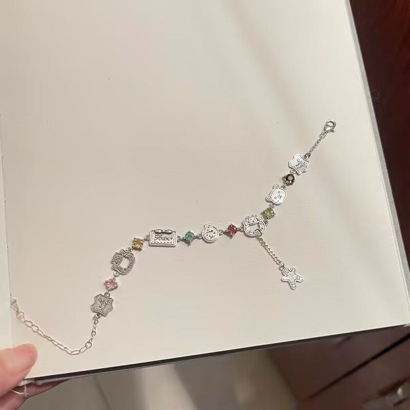 Colorful Zircon Gingerbread Little Bear High Beauty Bracelet