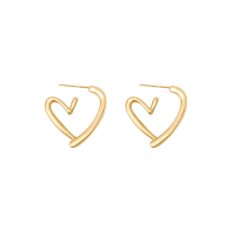 Silver Needle Retro Geometric Metal Earrings Female Niche Temperament