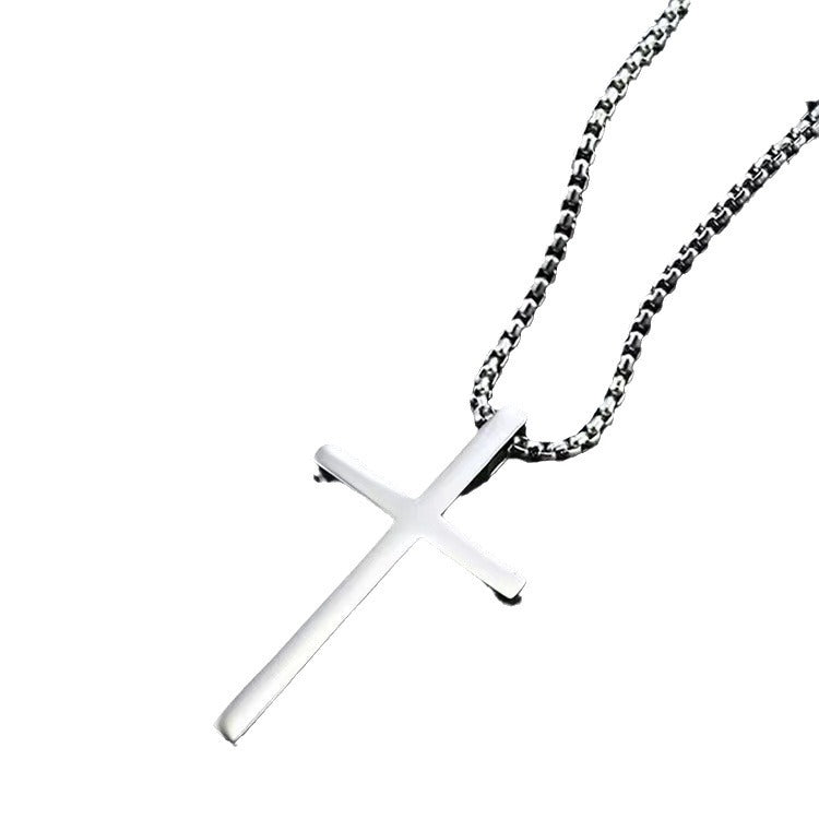 New Titanium Steel Glossy Cross Men's Necklace