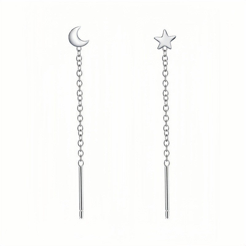 Sterling Silver Needle Pearl Ear String Female Earrings Long Temperament