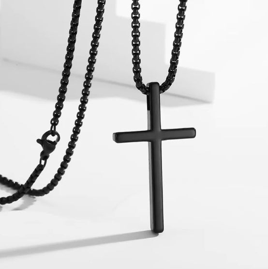 New Titanium Steel Glossy Cross Men's Necklace
