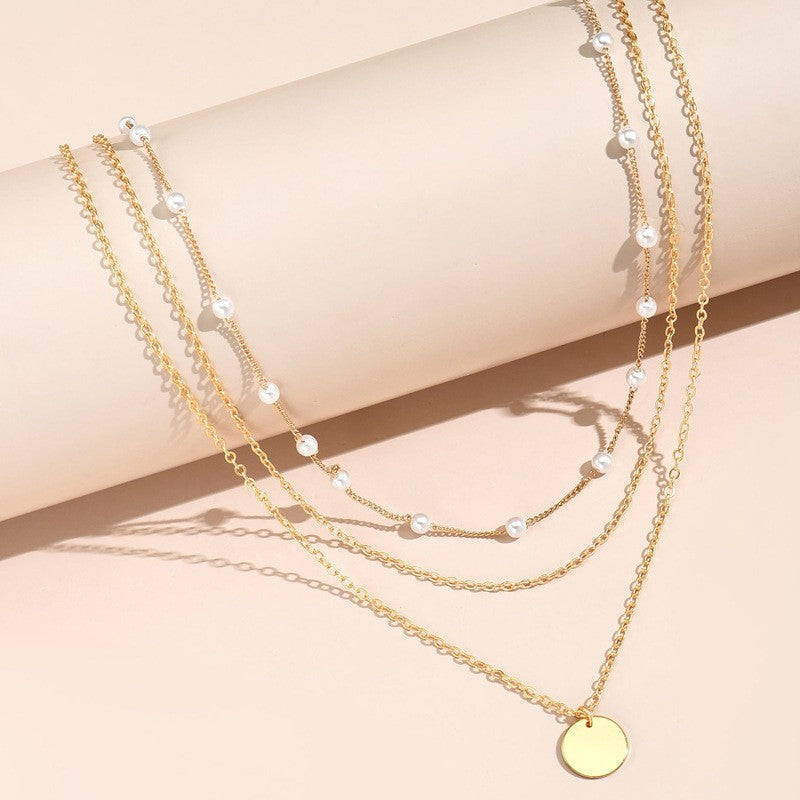 Womens Retro Alloy Layered Clavicle Necklace