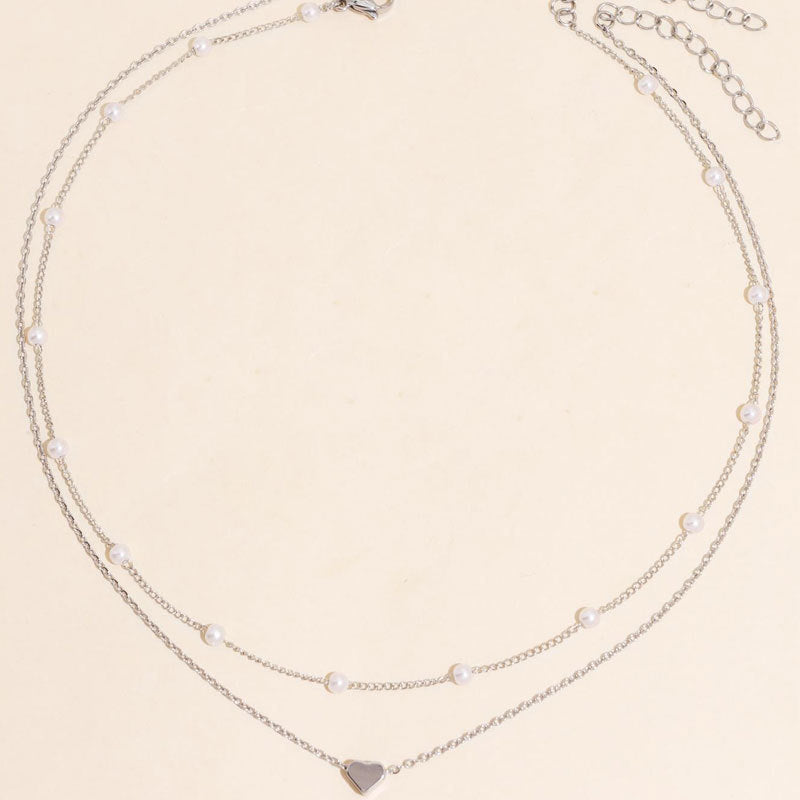 Womens Retro Alloy Layered Clavicle Necklace